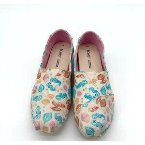 Toms Womens Seashell & Seahorse Print Canvas Slip-On Shoes Size 7 Multicolor- NE